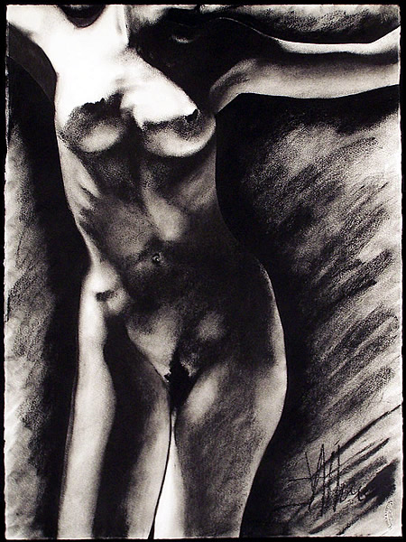 woman crucified pastel